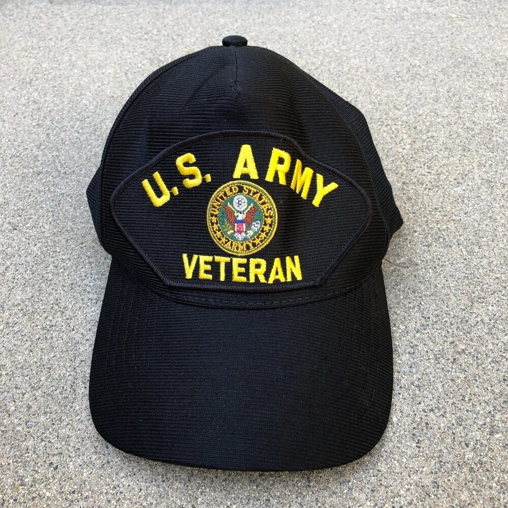 Vintage EAGLE CREST U.S. ARMY Veteran Snapback Hat Black Adjustable Cap​